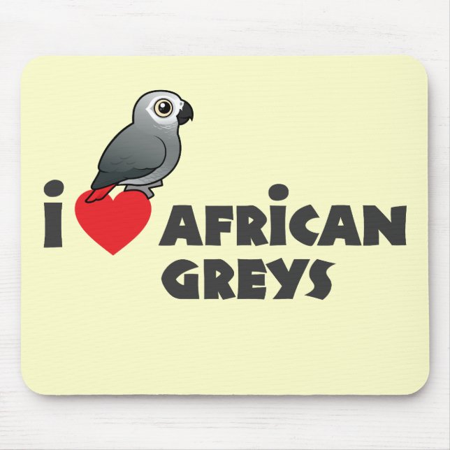 I Heart African Greys Mouse Pad (Front)
