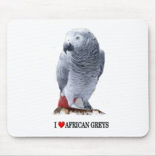 I heart African greys Mouse Pad