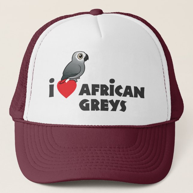 I Heart African Greys Trucker Hat (Front)