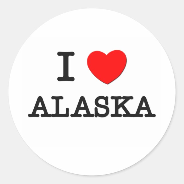 I HEART ALASKA CLASSIC ROUND STICKER (Front)