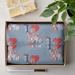 I Heart America Statue of Liberty Harbour Blue Tissue Paper