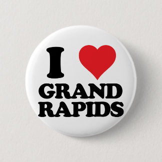 i heart and love grand rapids, michigan 6 cm round badge