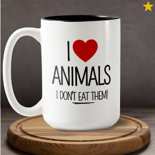 I Heart Animals Animal Rights Vegan Two-Tone Coffee Mug
