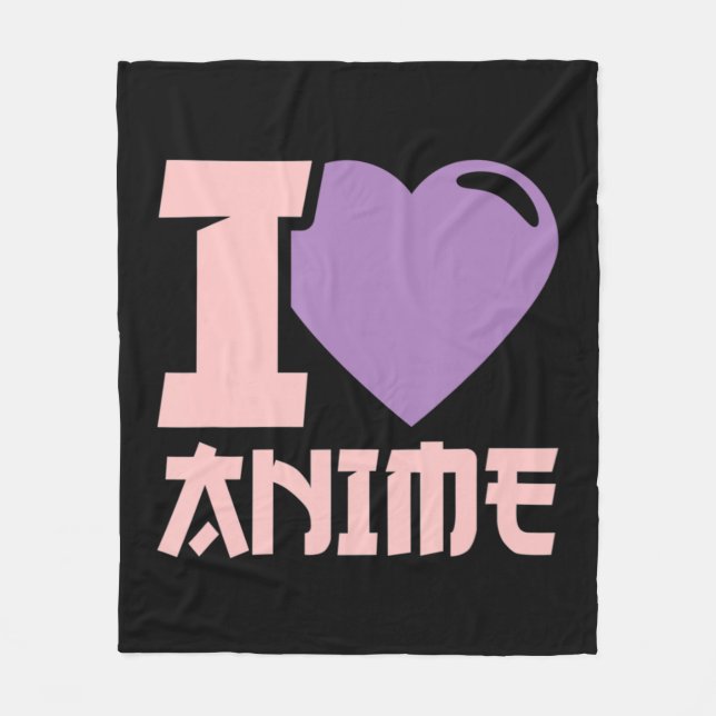 I Heart Anime  I Love Anime  Fleece Blanket (Front)