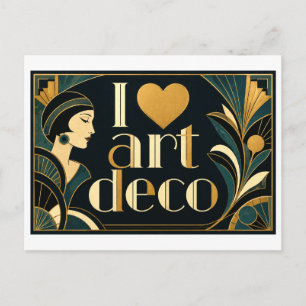 "I [Heart] Art Deco" Postcard