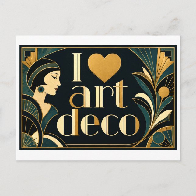"I [Heart] Art Deco" Postcard (Front)