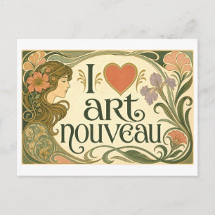 "I [Heart] Art Nouveau" Postcard