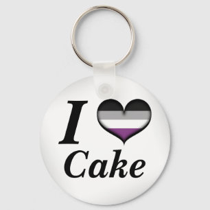 I Heart Asexual Cake Key Ring