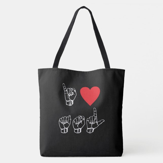 I Heart ASL I Love American Sign Language Tote Bag (Back)