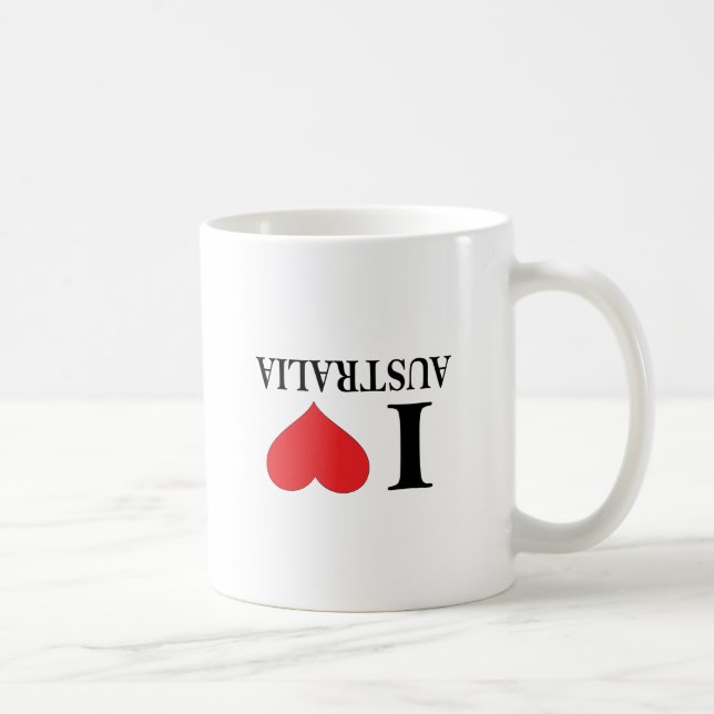 I HEART AUSTRALIA - I LOVE AUSTRALIA - UPSIDE DOWN COFFEE MUG (Right)