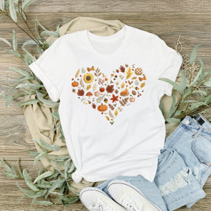 I Heart Autumn Leaves and Pumpkins Thanksgiving T-Shirt