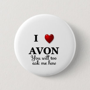 i heart avon - ask how 6 cm round badge