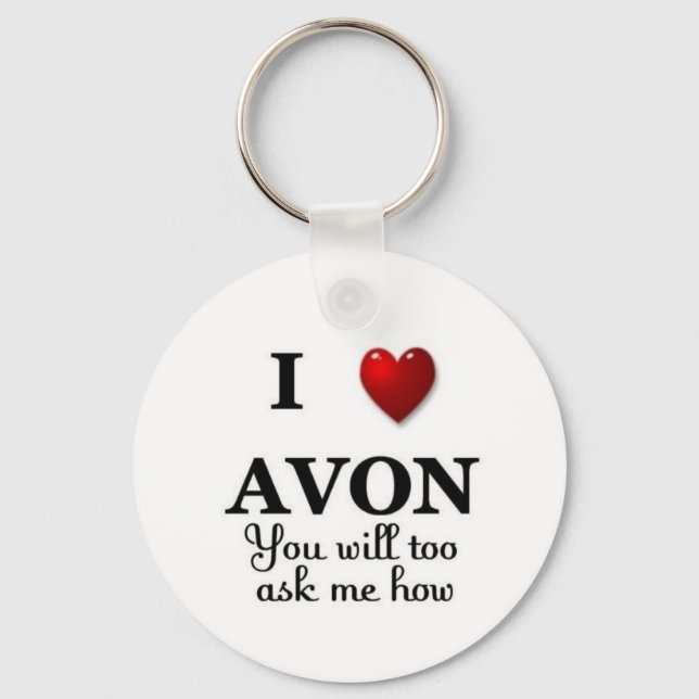 i heart avon ask me how key ring (Front)