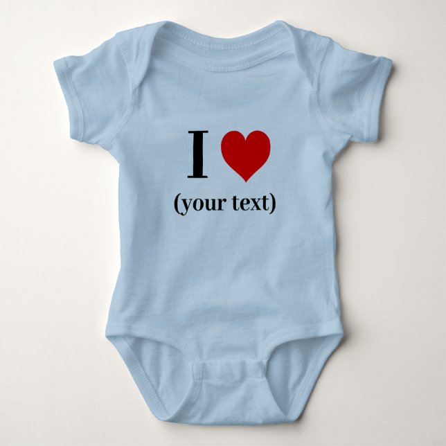 I HEART! Baby Jersey Bodysuit - Light Blue   (Front)