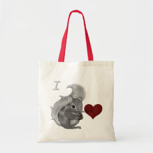 I Heart Baby Squirrels Fuzzy Animal Tote Bag