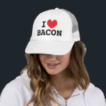 I heart bacon Trucker Hat for bacon lovers<br><div class="desc">I heart bacon Trucker Hat for bacon lovers. Make your own fun cap. Personalise this template with your own funny text.</div>
