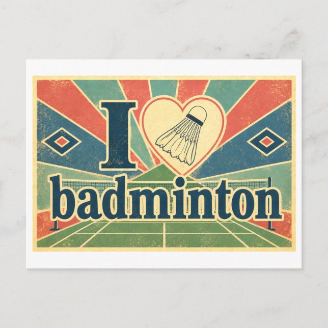 "I [Heart] Badminton" Postcard (Front)