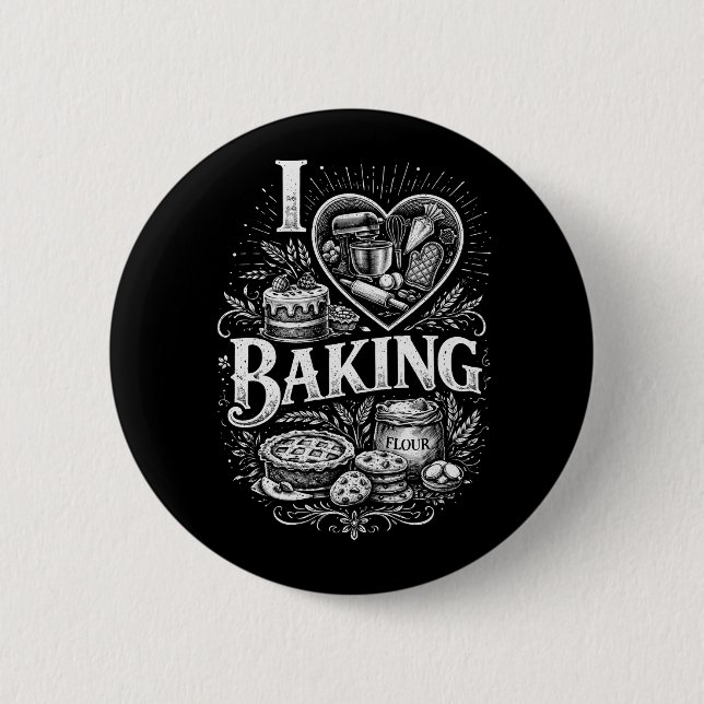 I Heart Baking 6 Cm Round Badge (Front)