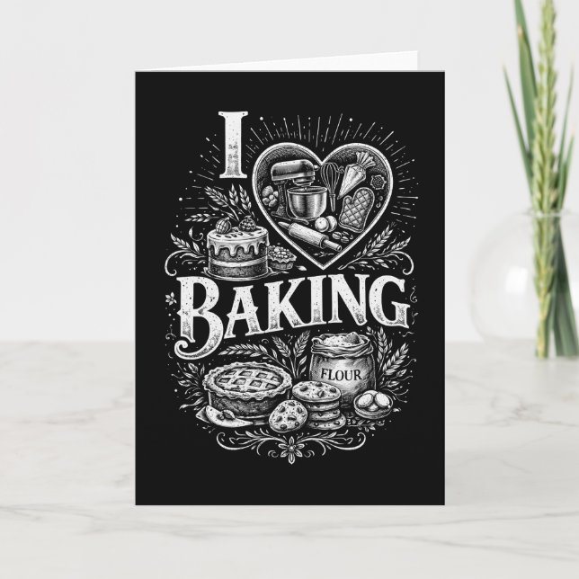 I Heart Baking Holiday Card (Front)