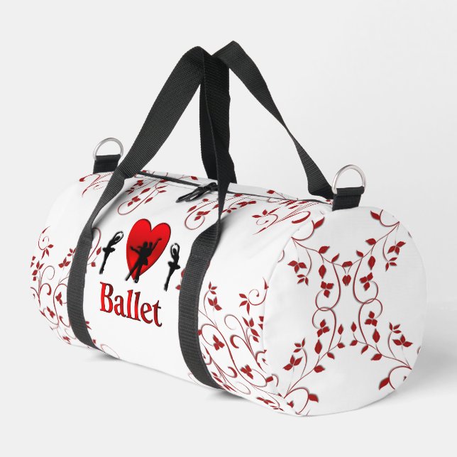 I Heart Ballet Duffle Bag (Left Corner)