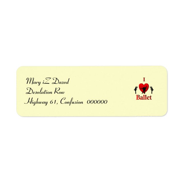 I Heart Ballet Return Address Label (Front)
