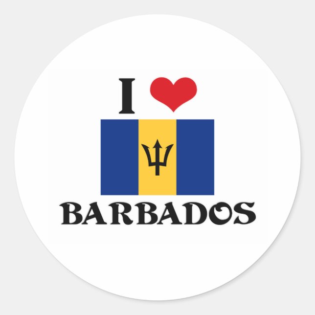 I HEART BARBADOS CLASSIC ROUND STICKER (Front)