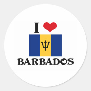 I HEART BARBADOS CLASSIC ROUND STICKER
