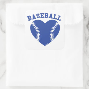 I HEART BASEBALL SQUARE STICKER