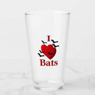 I Heart Bats Glass