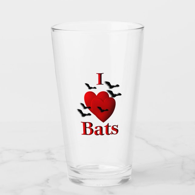 I Heart Bats Glass (Front)