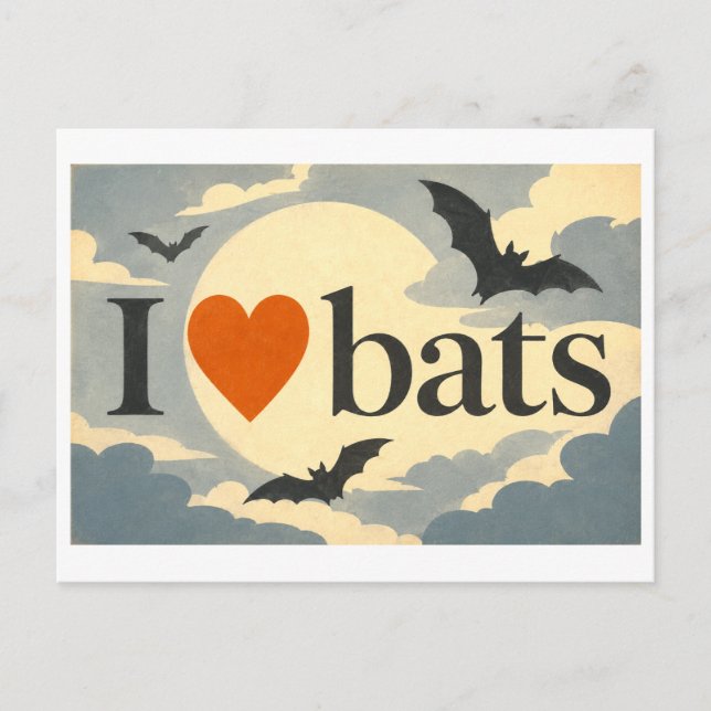 "I [Heart] Bats" Postcard (Front)