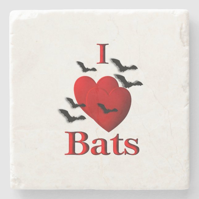 I Heart Bats Stone Coaster (Front)