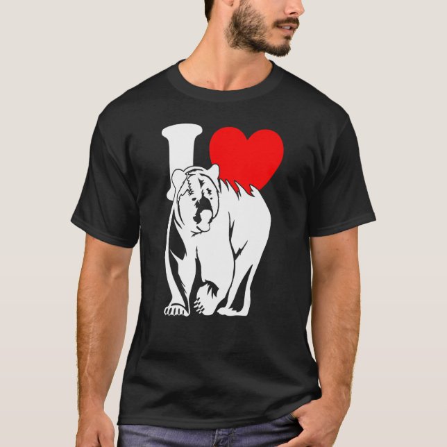 I Heart Bears Cute I Love Bears Grizzly Bear T-Shirt (Front)