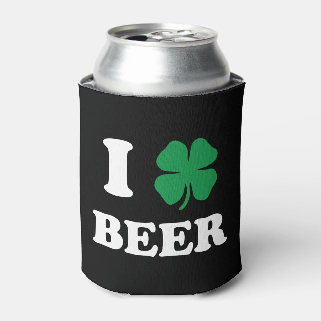 I Heart Beer Black Can Cooler (Can Front)