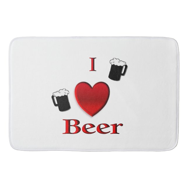 I Heart Beer Design Bath Mat (Front)