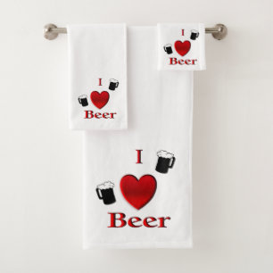 I Heart Beer Design Bath Towel Set