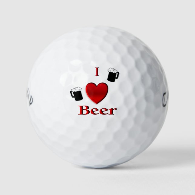 I Heart Beer Design Golf Balls (Front)