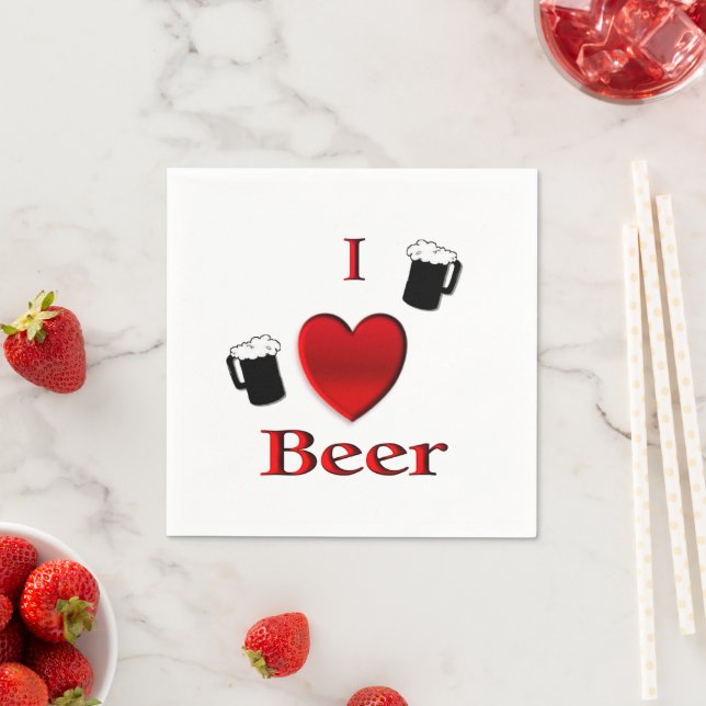 I Heart Beer Design Napkin (Insitu)