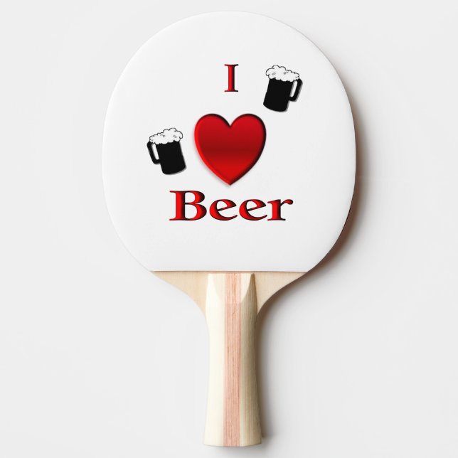 I Heart Beer Design Ping Pong Paddle (Front)