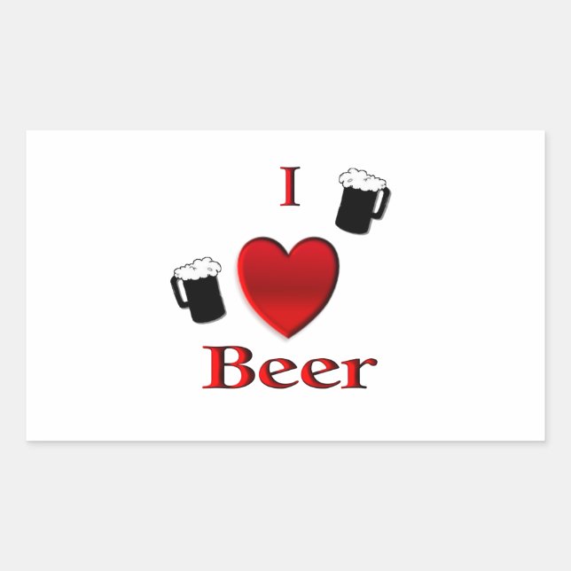 I Heart Beer Design Rectangular Sticker (Front)