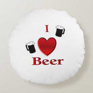 I Heart Beer Design Round Cushion