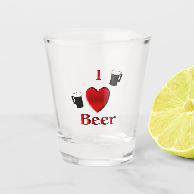 I Heart Beer Design Shot Glass (Front)