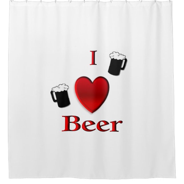I Heart Beer Design Shower Curtain (Front)