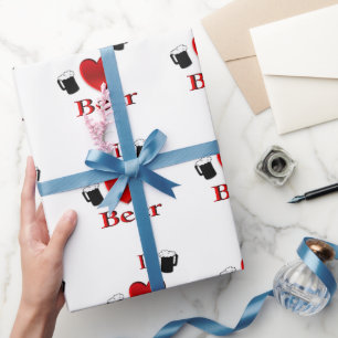 I Heart Beer Design Wrapping Paper