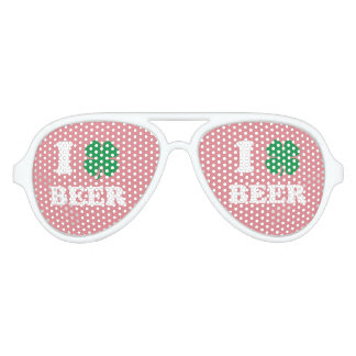 I Heart Beer Pink Aviator Sunglasses