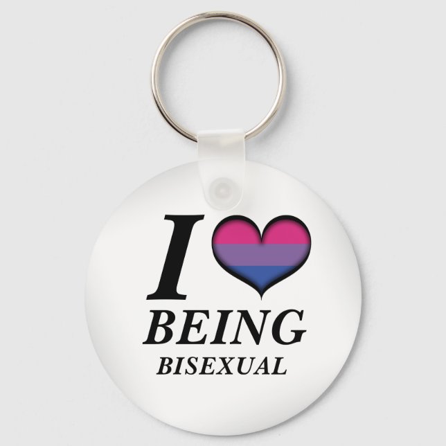 I Heart Being Bisexual Design Pride Flag Heart Key Ring (Front)