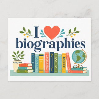 "I [Heart] Biographies" Postcard