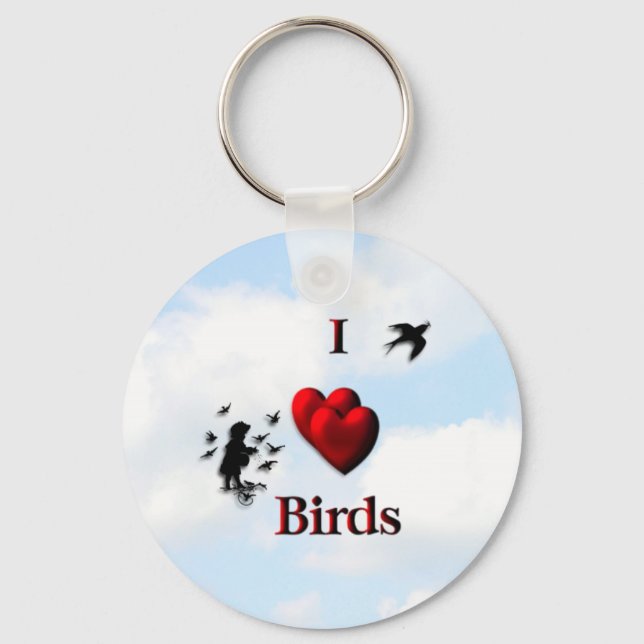 I Heart Birds / Feed the Birds Key Ring (Front)