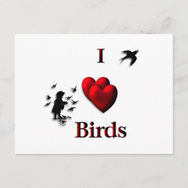 I Heart Birds Postcard (Front)