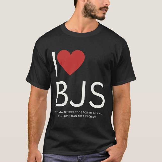 I Heart BJS the IATA Airport Code for the Beijing  T-Shirt (Front)